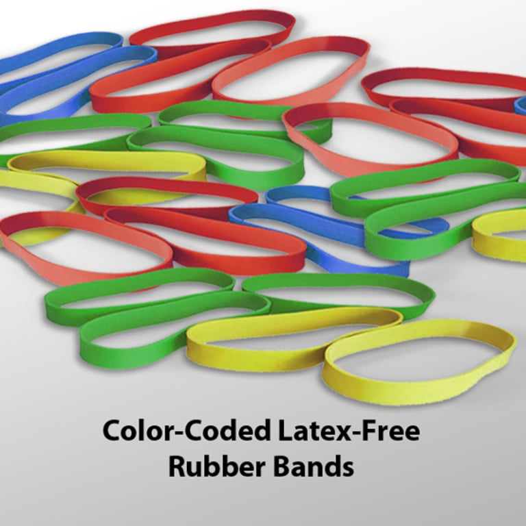 werkgelegenheid medley Blauw ColorCoded LatexFree Rubber Bands - North Coast Medical