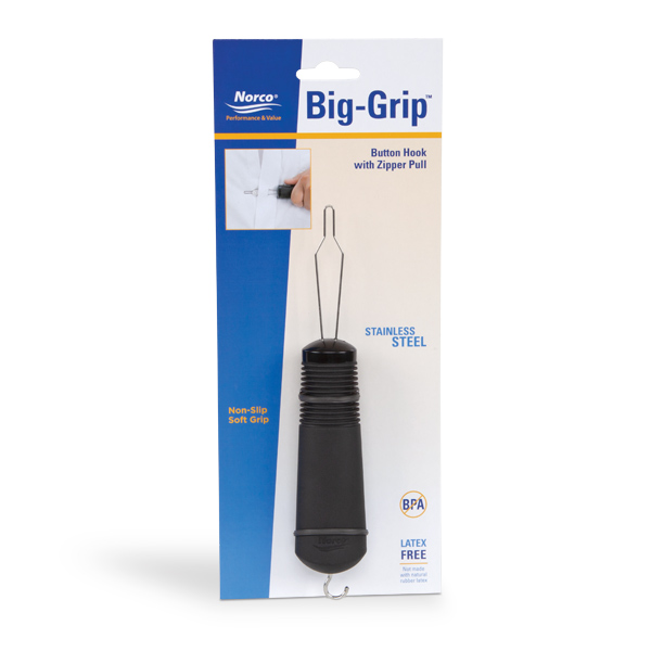 Button Aid and Zipper Pull with Large Grip :: soft handle buttoning aid zipper  hook dressing tool